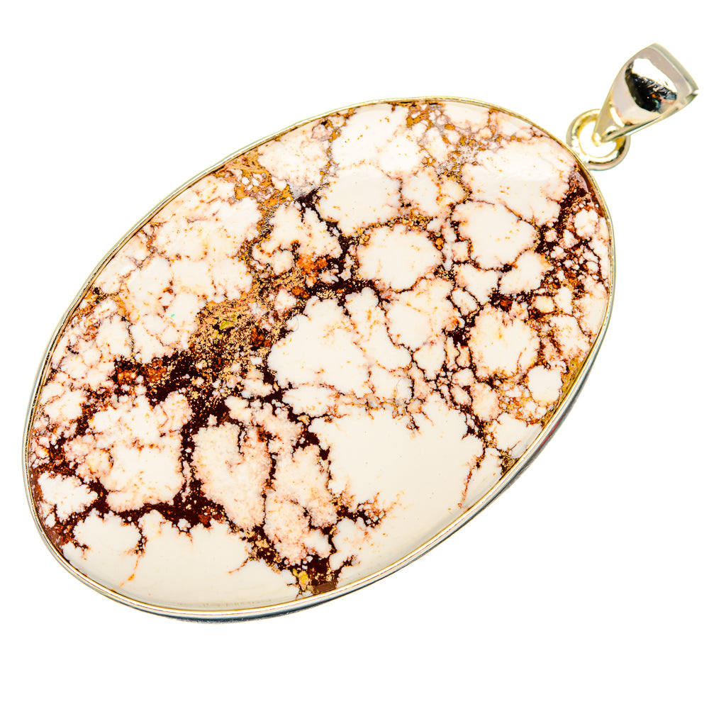 Wild horse jasper pendant in oval cabochon with sterling silver bezel and gold bail