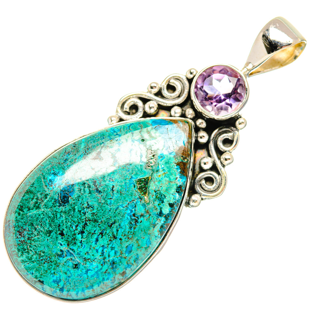 Peruvian Chrysocolla Pendants handcrafted by Ana Silver Co - PD28836 - Photo 2