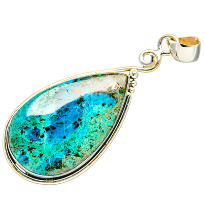 Peruvian Chrysocolla Pendants handcrafted by Ana Silver Co - PD28837 - Photo 2