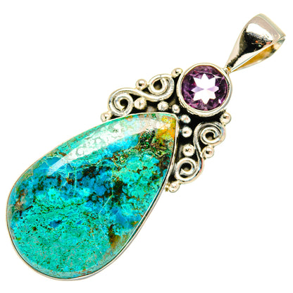 Peruvian Chrysocolla Pendants handcrafted by Ana Silver Co - PD28842 - Photo 2