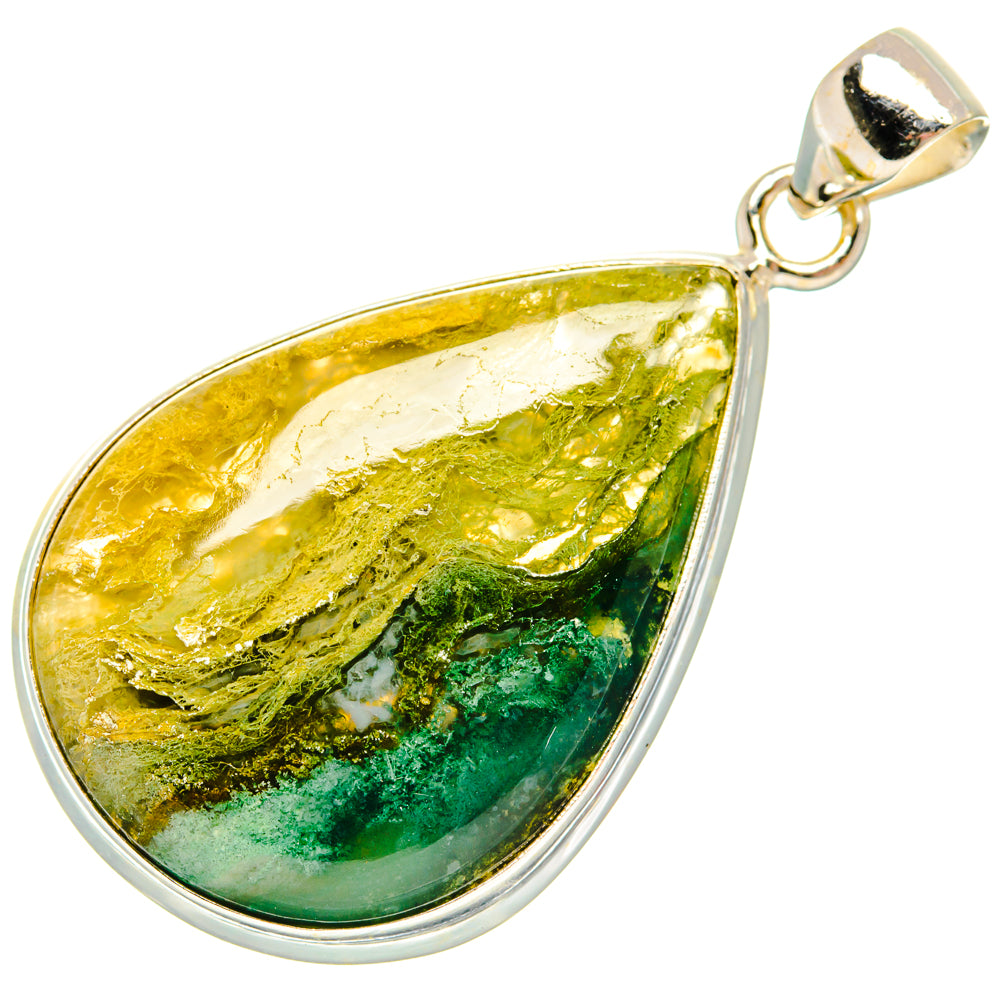 Green Moss Agate Pendants handcrafted by Ana Silver Co - PD28854 - Photo 2