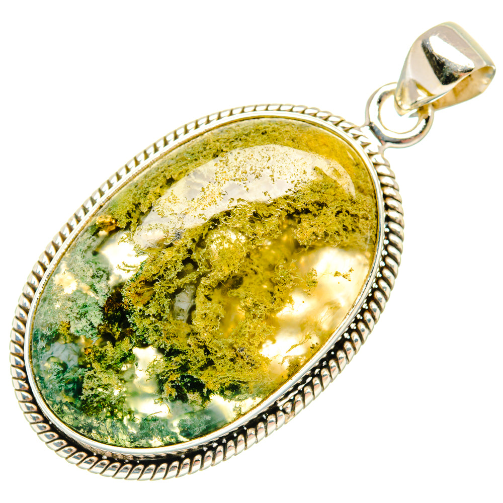 Green Moss Agate Pendants handcrafted by Ana Silver Co - PD28860 - Photo 2