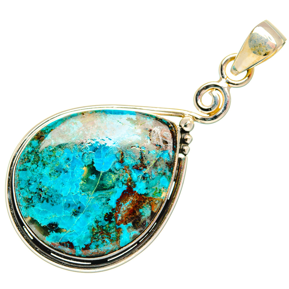 Peruvian Chrysocolla Pendants handcrafted by Ana Silver Co - PD28868 - Photo 2