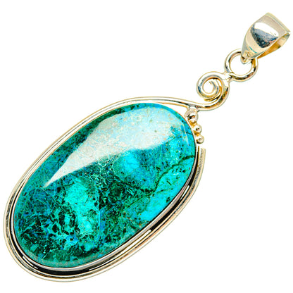 Peruvian Chrysocolla Pendants handcrafted by Ana Silver Co - PD28872 - Photo 2