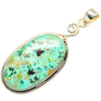 Peruvian Chrysocolla Pendants handcrafted by Ana Silver Co - PD28880 - Photo 2