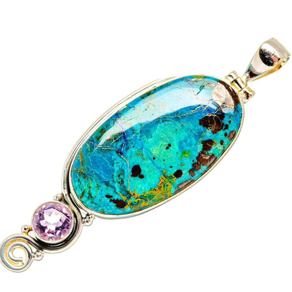 Peruvian Chrysocolla Pendants handcrafted by Ana Silver Co - PD28889 - Photo 2