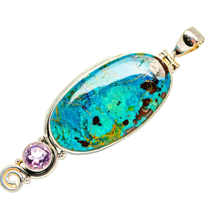Peruvian Chrysocolla Pendants handcrafted by Ana Silver Co - PD28889 - Photo 2