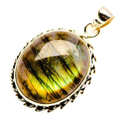 925 sterling silver labradorite pendant with round cabochon and bail loop