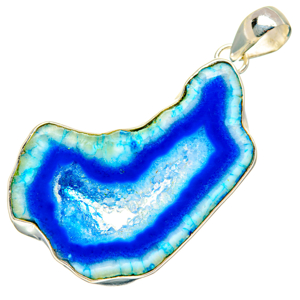 Blue Geode Slice Pendants handcrafted by Ana Silver Co - PD28959 - Photo 2