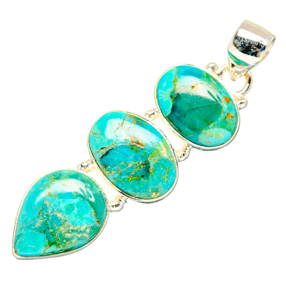 Peruvian Chrysocolla Pendants handcrafted by Ana Silver Co - PD28966 - Photo 2