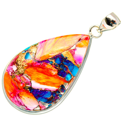 Kingman Pink Dahlia Turquoise Pendants handcrafted by Ana Silver Co - PD28971 - Photo 2