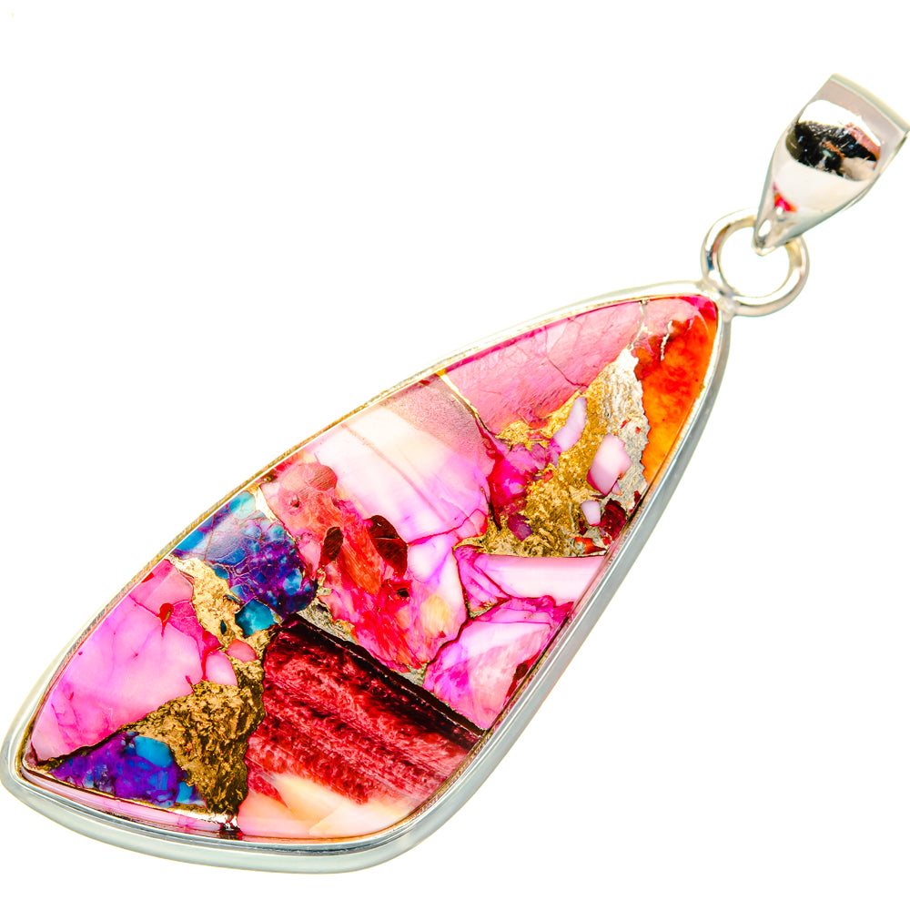 Kingman Pink Dahlia Turquoise Pendants handcrafted by Ana Silver Co - PD28974 - Photo 2