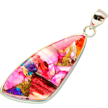Kingman Pink Dahlia Turquoise Pendants handcrafted by Ana Silver Co - PD28974 - Photo 2