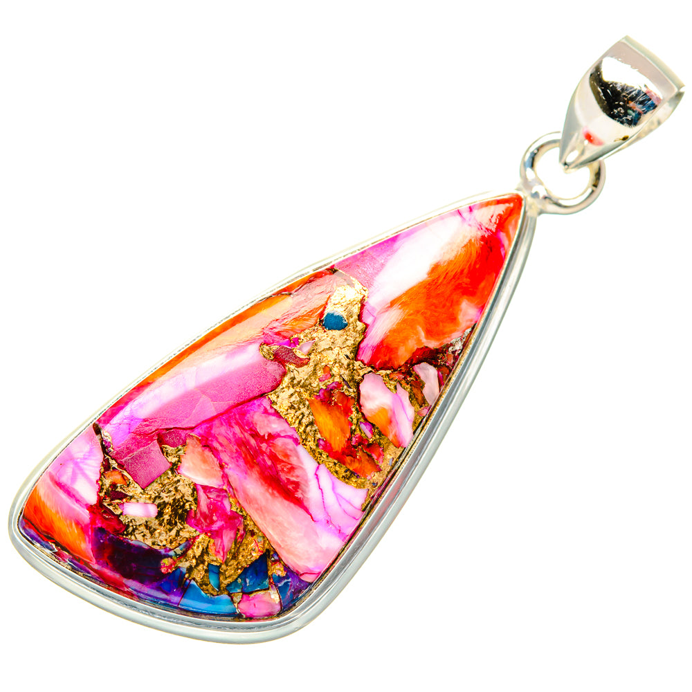 Kingman Pink Dahlia Turquoise Pendants handcrafted by Ana Silver Co - PD28975 - Photo 2