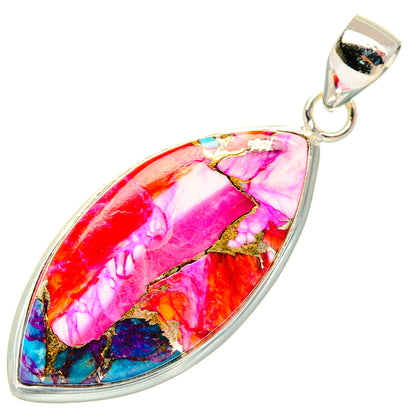 Kingman Pink Dahlia Turquoise Pendants handcrafted by Ana Silver Co - PD28982 - Photo 2