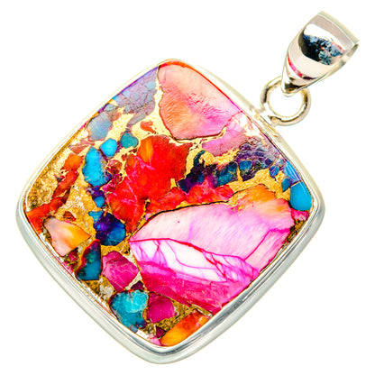 Kingman Pink Dahlia Turquoise Pendants handcrafted by Ana Silver Co - PD28984 - Photo 2
