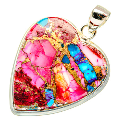 Kingman Pink Dahlia Turquoise Pendants handcrafted by Ana Silver Co - PD28985 - Photo 2