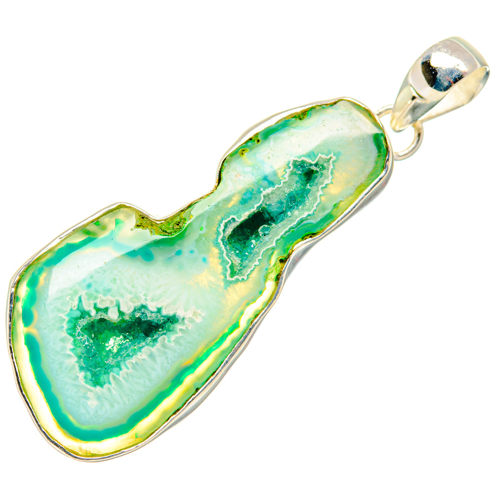 Green Geode Slice Pendants handcrafted by Ana Silver Co - PD28989 - Photo 2