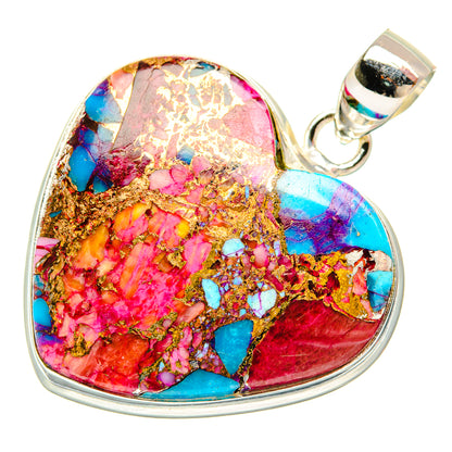 Kingman Pink Dahlia Turquoise Pendants handcrafted by Ana Silver Co - PD28990 - Photo 2