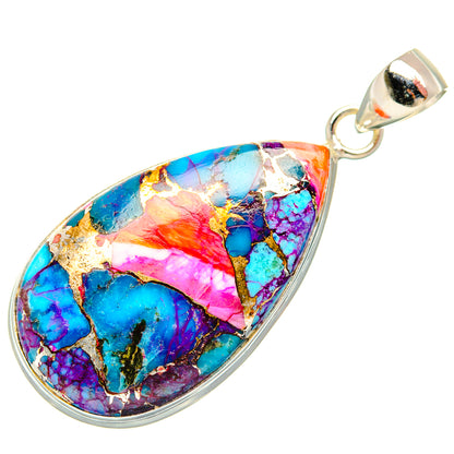 Kingman Pink Dahlia Turquoise Pendants handcrafted by Ana Silver Co - PD28995 - Photo 2