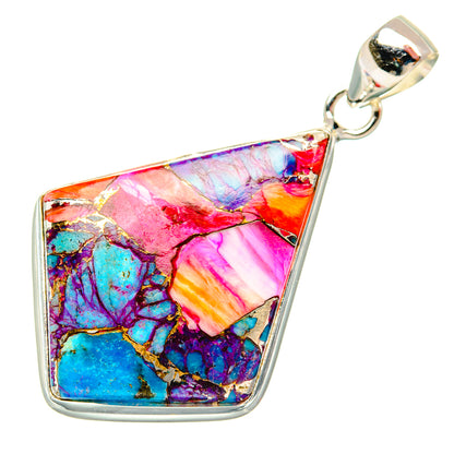 Kingman Pink Dahlia Turquoise Pendants handcrafted by Ana Silver Co - PD28996 - Photo 2