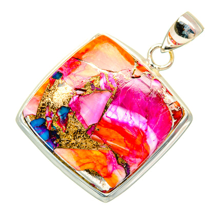 Kingman Pink Dahlia Turquoise Pendants handcrafted by Ana Silver Co - PD28998 - Photo 2
