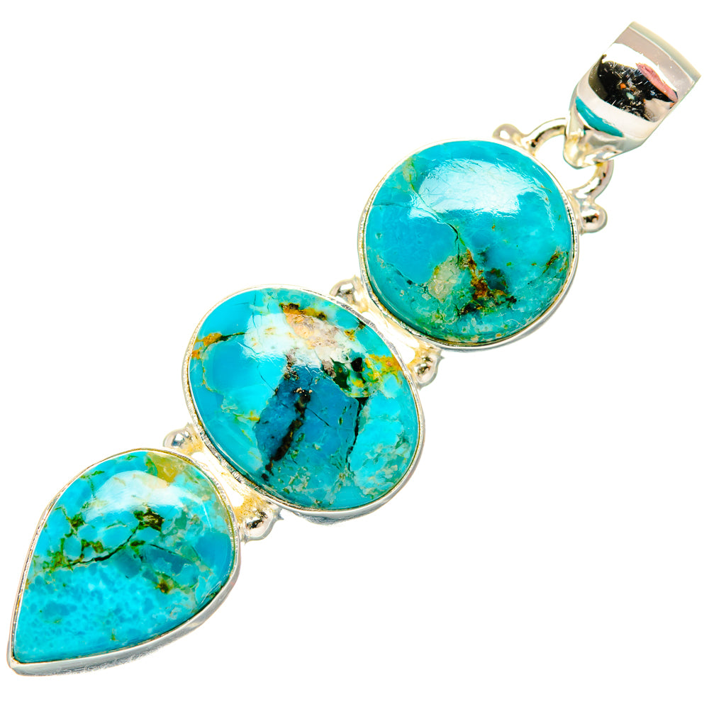 Peruvian Chrysocolla Pendants handcrafted by Ana Silver Co - PD29009 - Photo 2
