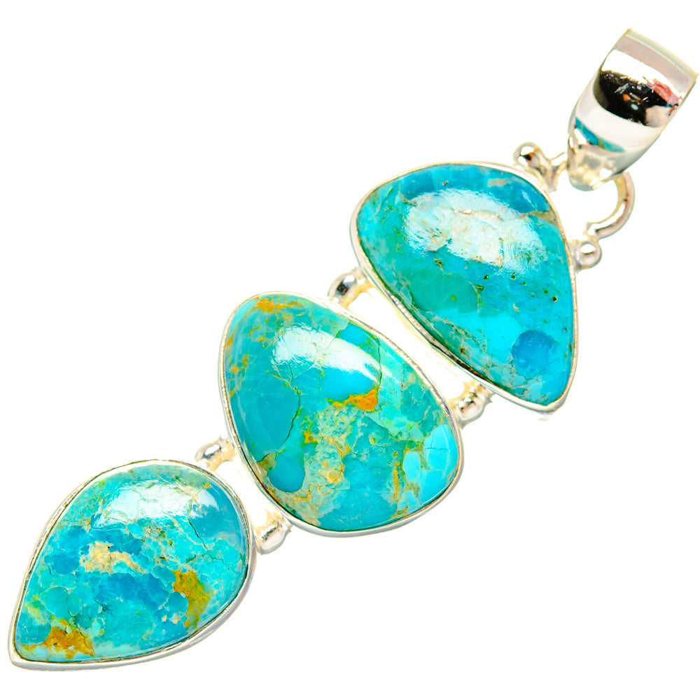 Peruvian Chrysocolla Pendants handcrafted by Ana Silver Co - PD29010 - Photo 2