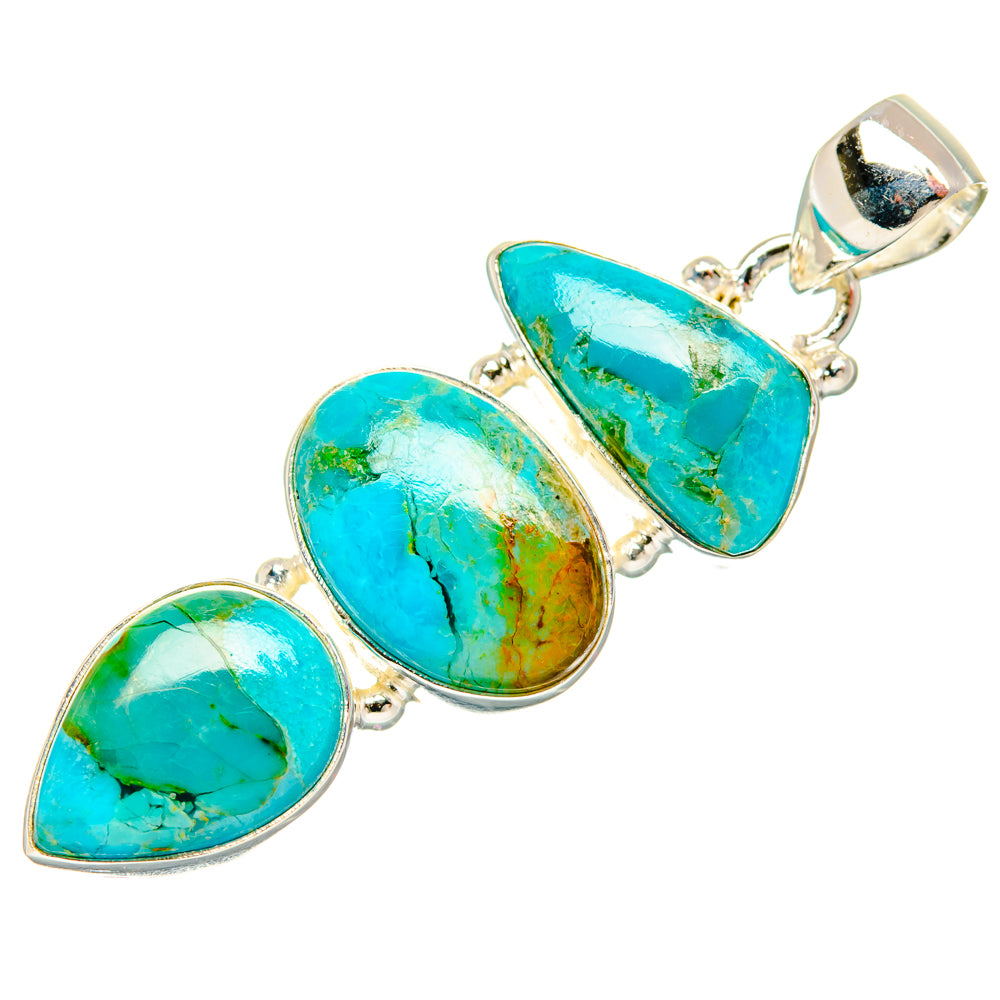 Peruvian Chrysocolla Pendants handcrafted by Ana Silver Co - PD29011 - Photo 2