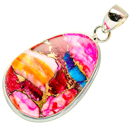 Kingman Pink Dahlia Turquoise Pendants handcrafted by Ana Silver Co - PD29016 - Photo 2