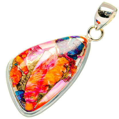 Kingman Pink Dahlia Turquoise Pendants handcrafted by Ana Silver Co - PD29021 - Photo 2
