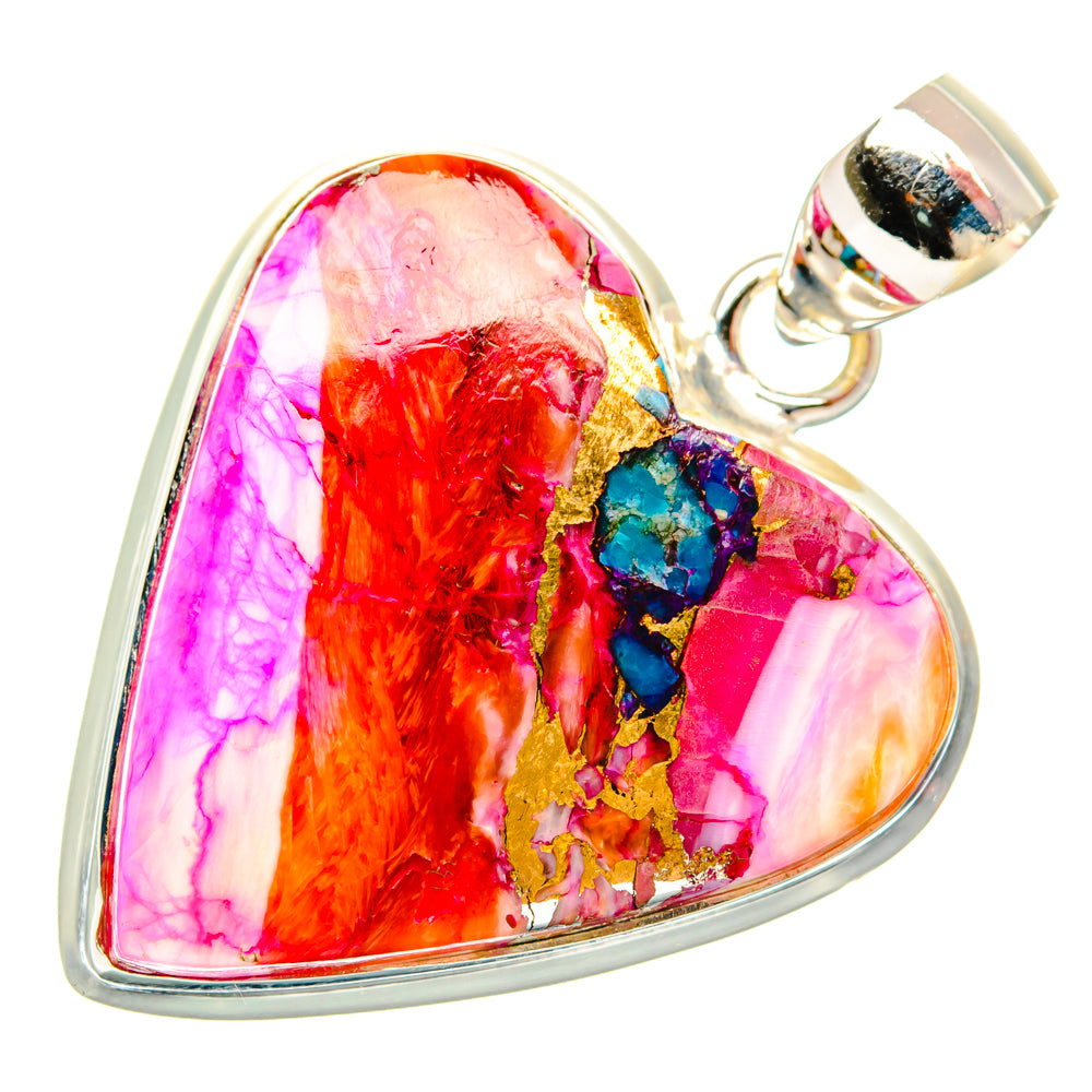 Kingman Pink Dahlia Turquoise Pendants handcrafted by Ana Silver Co - PD29022 - Photo 2