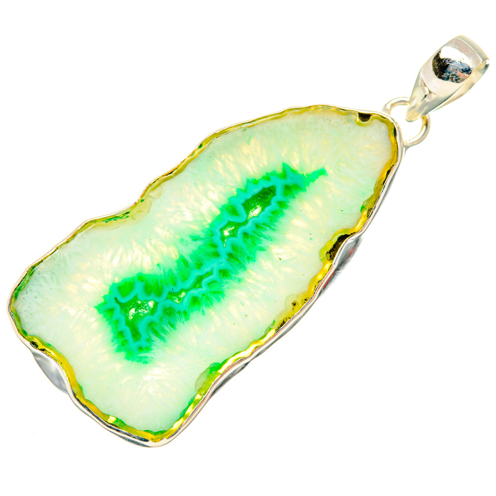 Green Geode Slice Pendants handcrafted by Ana Silver Co - PD29040 - Photo 2