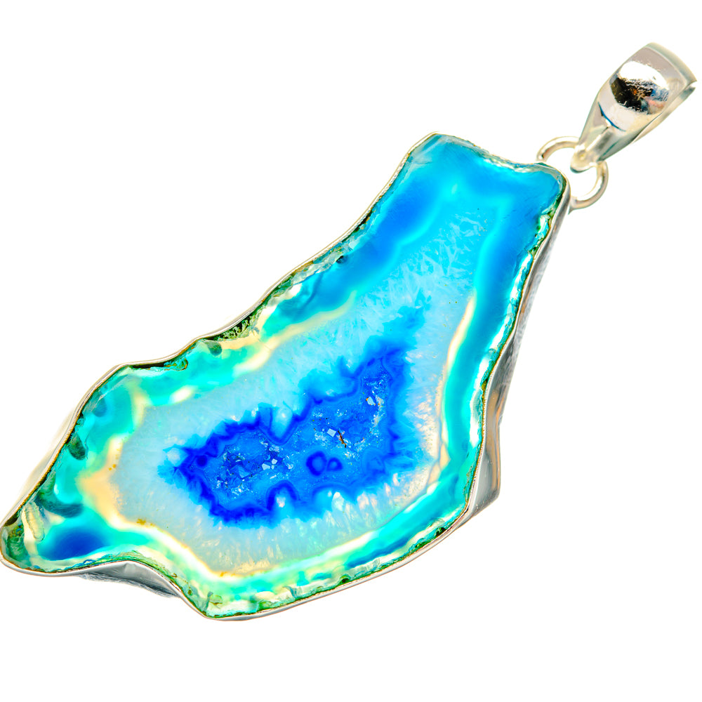 Blue Geode Slice Pendants handcrafted by Ana Silver Co - PD29041 - Photo 2