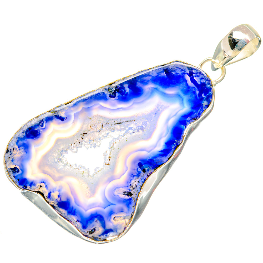 Blue Geode Slice Pendants handcrafted by Ana Silver Co - PD29042 - Photo 2