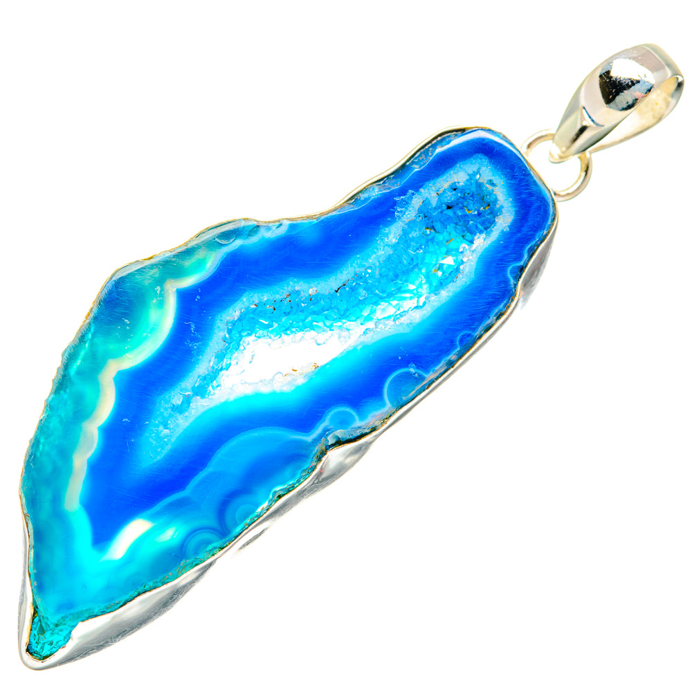 Blue Geode Slice Pendants handcrafted by Ana Silver Co - PD29045 - Photo 2