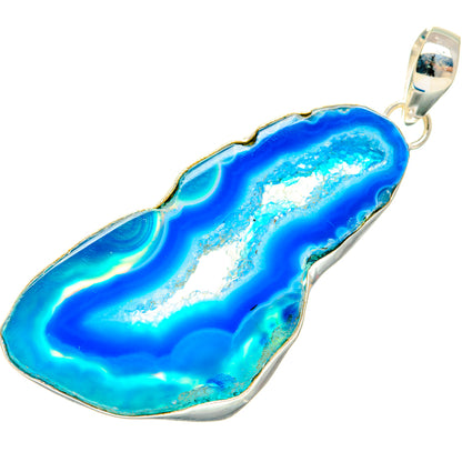 Blue Geode Slice Pendants handcrafted by Ana Silver Co - PD29049 - Photo 2
