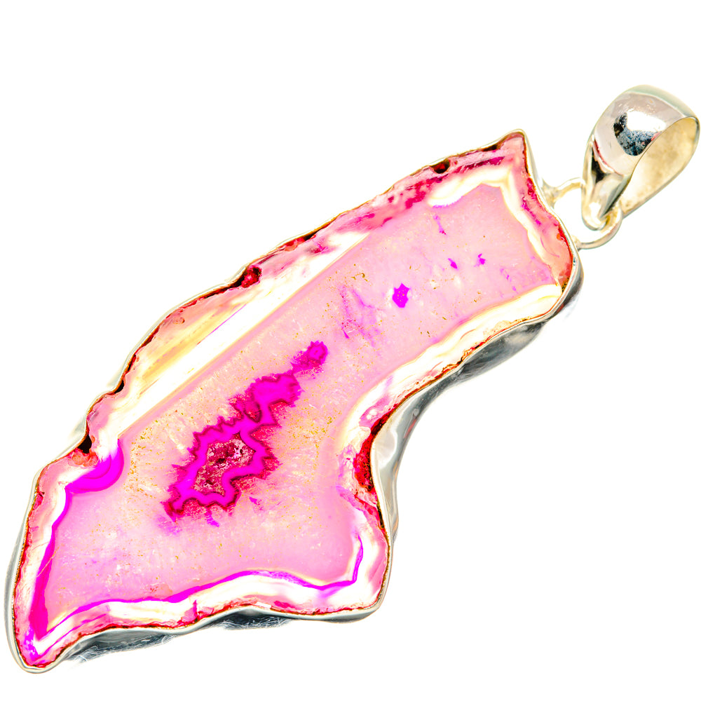 Pink Geode Slice Pendants handcrafted by Ana Silver Co - PD29051 - Photo 2