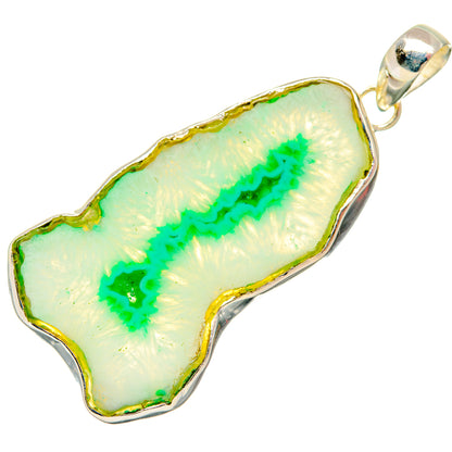 Green Geode Slice Pendants handcrafted by Ana Silver Co - PD29052 - Photo 2
