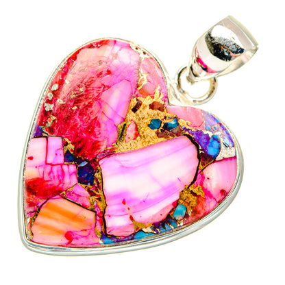 Kingman Pink Dahlia Turquoise Pendants handcrafted by Ana Silver Co - PD29059 - Photo 2