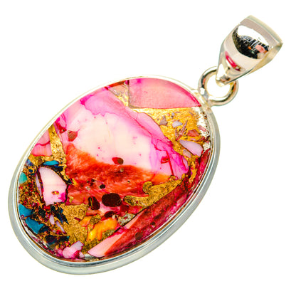 Kingman Pink Dahlia Turquoise Pendants handcrafted by Ana Silver Co - PD29063 - Photo 2