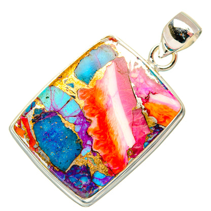 Kingman Pink Dahlia Turquoise Pendants handcrafted by Ana Silver Co - PD29064 - Photo 2