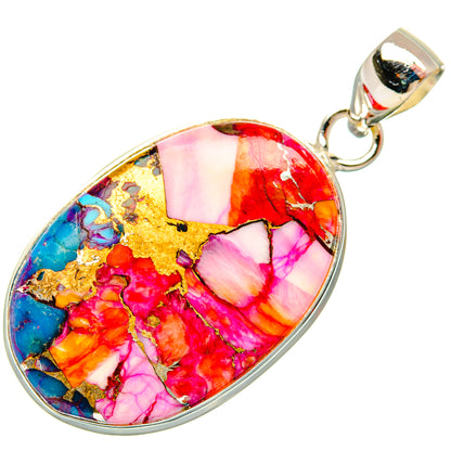 Kingman Pink Dahlia Turquoise Pendants handcrafted by Ana Silver Co - PD29065 - Photo 2