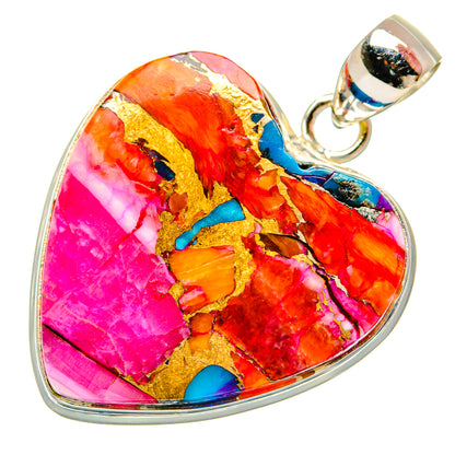Kingman Pink Dahlia Turquoise Pendants handcrafted by Ana Silver Co - PD29083 - Photo 2