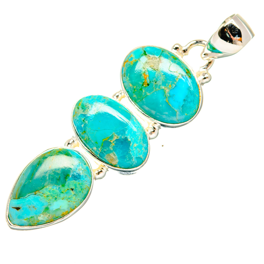 Peruvian Chrysocolla Pendants handcrafted by Ana Silver Co - PD29168 - Photo 2