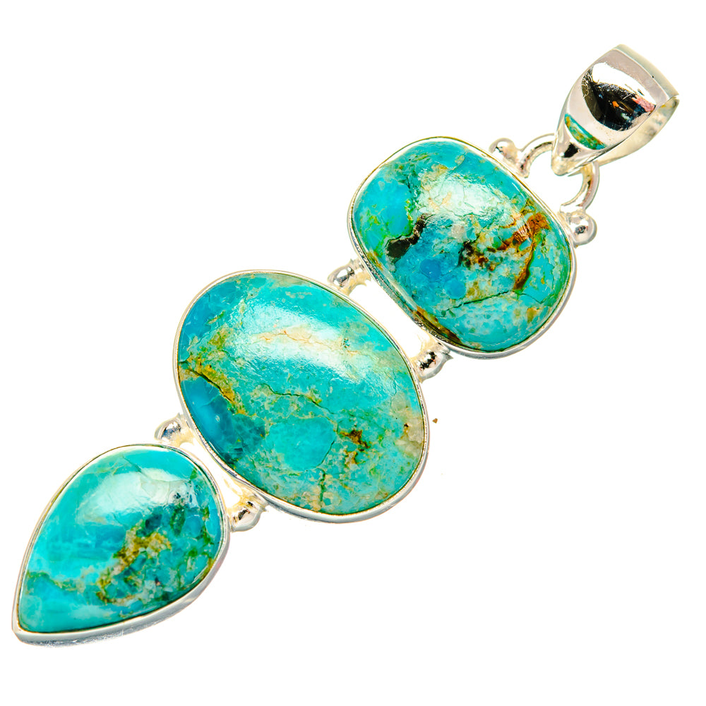 Peruvian Chrysocolla Pendants handcrafted by Ana Silver Co - PD29169 - Photo 2