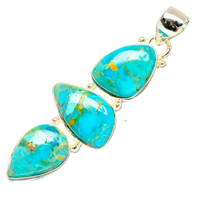 Peruvian Chrysocolla Pendants handcrafted by Ana Silver Co - PD29170 - Photo 2