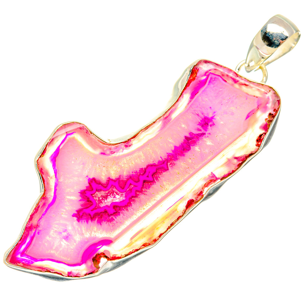 Pink Geode Slice Pendants handcrafted by Ana Silver Co - PD29174 - Photo 2