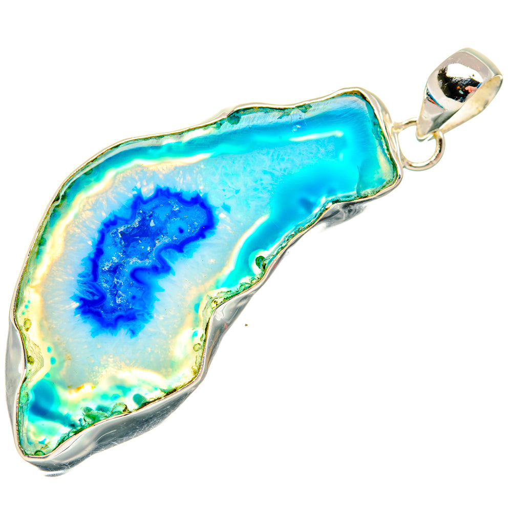 Blue Geode Slice Pendants handcrafted by Ana Silver Co - PD29176 - Photo 2