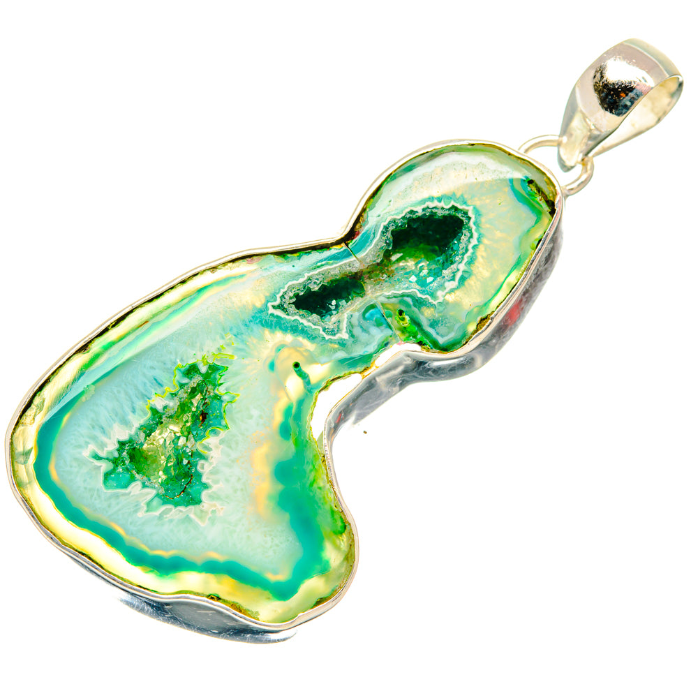 Green Geode Slice Pendants handcrafted by Ana Silver Co - PD29178 - Photo 2